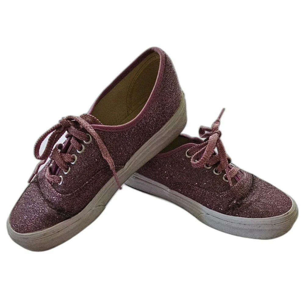 Vans Authentic Lurex Glitter Sneakers Womens 8.5 Pink Sparkle Off the Wall